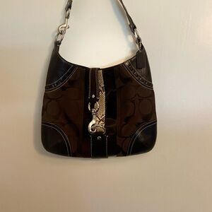 Coach 10260 Hampton Brown Python Stripe Hobo Bag, has been authenticated.